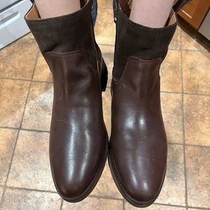 Brown leather ankle boots